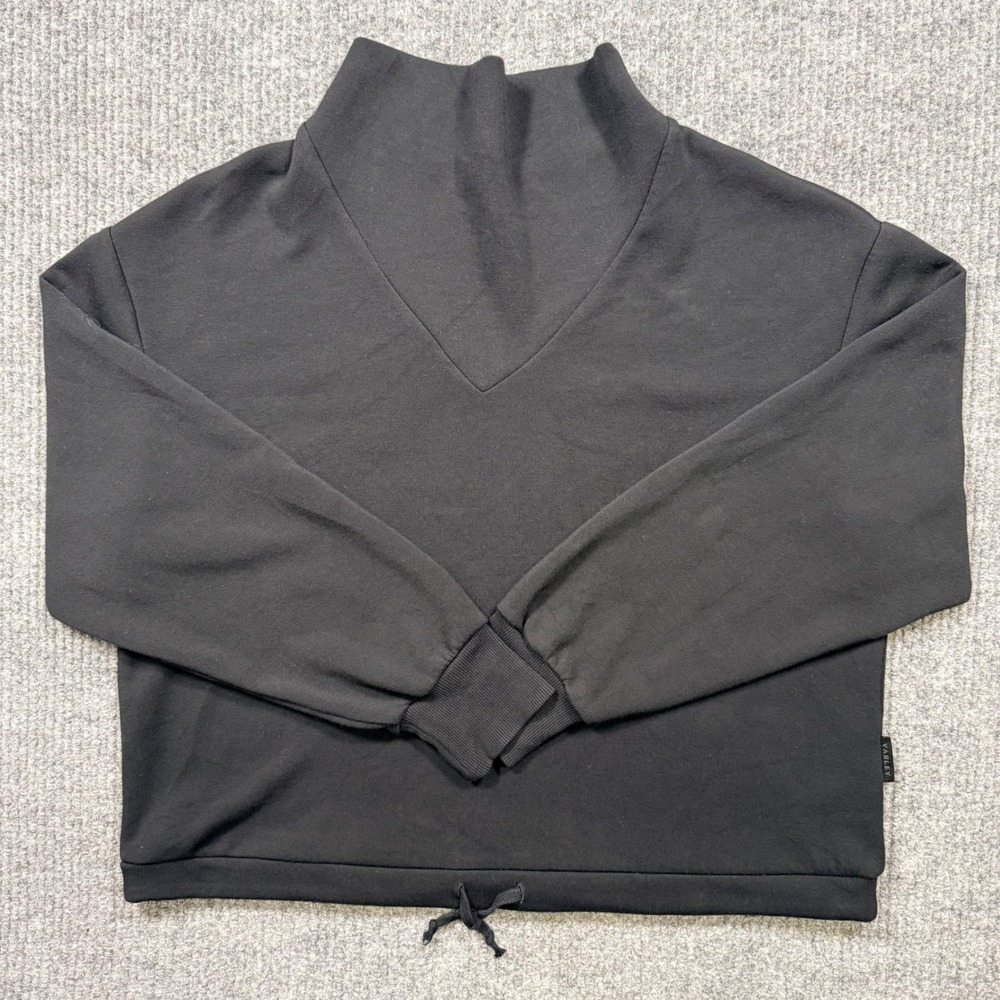 Varley DoubleSoft Black V-Neck Sweatshirt Drawstring Hem Medium - Picture 4 of 8